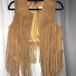 NWT brown suede fringe vest